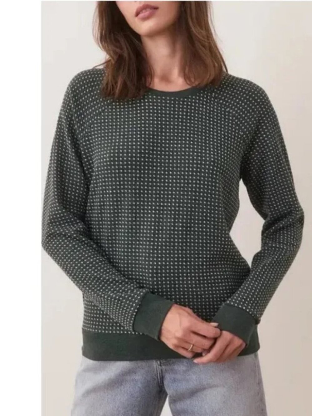 Marine Layer Forest Green Daisy Textured Stitch Sweater Size L